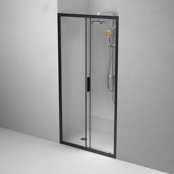W90G-100-1-195BT Gem Solo Дверь душевая 100х195, стекло прозрачное, профиль черный матовый