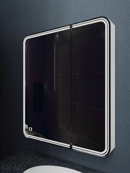 Зеркальный шкаф Art&Max Verona AM-Ver-800-800-2D-L-DS-F с подсветкой с сенсорным выключателем Белый