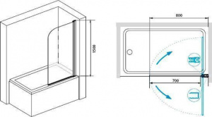 Шторка на ванну RGW Screens SC-09 80x150 профиль Хром стекло прозрачное