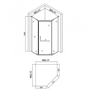 Душевой уголок Agger 90x90 A03-090MCR/G профиль Хром стекло матовое