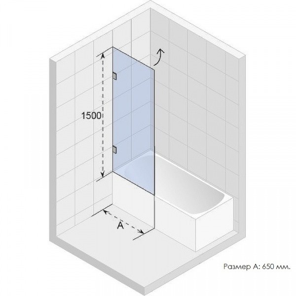 Шторка на ванну Riho VZ Scandic NXT X108 65x150 P G001136120 (GX00562C2) профиль Хром стекло прозрачное