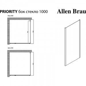 Душевая стенка Allen Brau Priority 100 3.31020.BA профиль Серебро брашированное стекло прозрачное