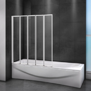 Шторка на ванну Cezares Relax 120 RELAX-V-5-120/140-C-Bi профиль Серый стекло прозрачное