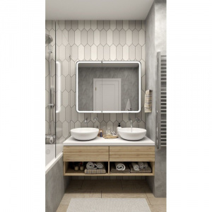 Зеркальный шкаф 100х80 см белый матовый R Art&Max Platino AM-Pla-1000-800-2D-F