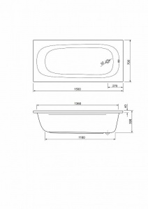Акриловая ванна Cezares Piave 150x70 PIAVE-150-70-42-W37 без гидромассажа