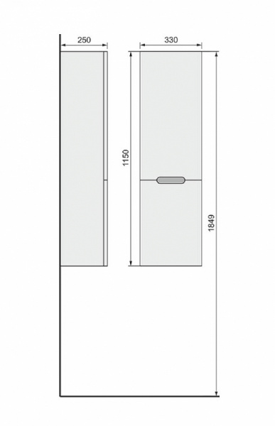 Шкаф пенал Jorno Moduo Slim 33 R Mod.04.115/P/W подвесной Белый глянец