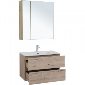 Комплект мебели для ванной Aquanet Алвита New 80 274202 подвесной Дуб веллингтон белый