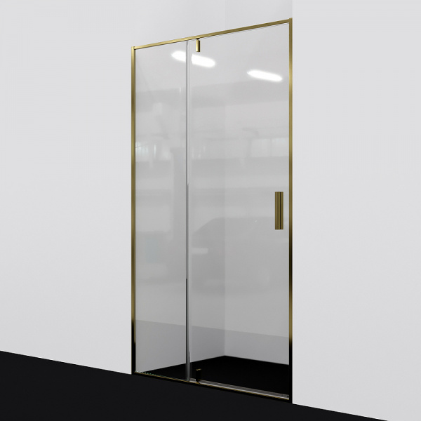 Душевая дверь WasserKRAFT Aisch 100 55P12 профиль Матовое золото стекло прозрачное