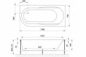 Акриловая ванна Royal Bath Azur Standart 140x80 RB614200ST-R с гидромассажем