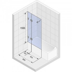 Шторка на ванну Riho VZ Scandic NXT X109 85x150 L G001143120 (GX00162C1) профиль Хром стекло прозрачное