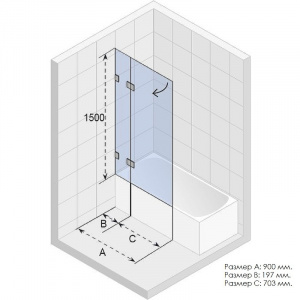 Шторка на ванну Riho VZ Scandic NXT X109V 90 L G001153120 (GX06052C1) профиль Хром стекло прозрачное