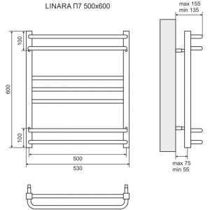 Полотенцесушитель электрический 600х500 ТЭН левый/правый Lemark Linara П7 LM04607E