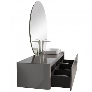 Комплект мебели для ванной Black&White Universe R 9151601 подвесной Серый
