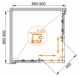 Душевой уголок Cezares Anima 90x90 ANIMA-W-A-2-90-C-Cr-IV профиль Хром стекло прозрачное