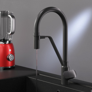 F8007822 Like, смеситель для кухни с каналом для питьевой воды и гибким изливом, черный, шт.