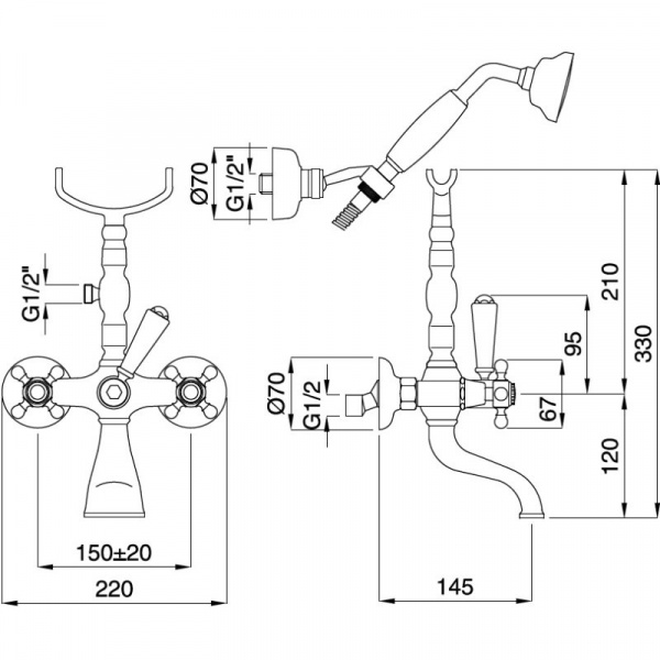 Смеситель для ванны Migliore Revival ML.REV-402.CR