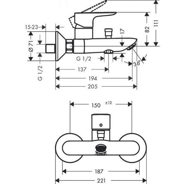 Смеситель для ванны Hansgrohe Talis E 71740340 Шлифованный черный хром