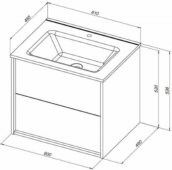 Тумба под раковину Aquanet Lino 60 Flat 287541 подвесная Дуб Веллингтон