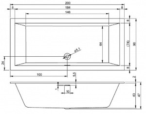 Акриловая ванна Riho Rething Cubic (200 x 90) B110013005