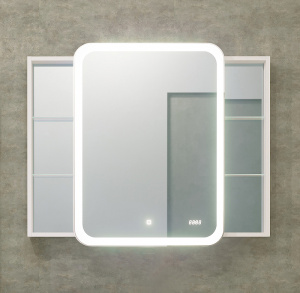 Зеркальный шкаф Jorno Bosko 100 Bos.03.100/W с подсветкой с часами