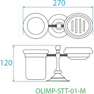 Стакан для зубных щеток с мыльницей Cezares Olimp OLIMP-STT-01-M Хром