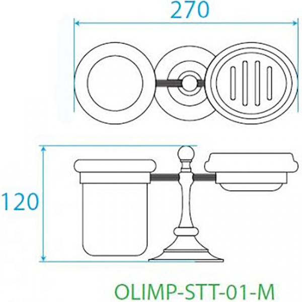 Стакан для зубных щеток с мыльницей Cezares Olimp OLIMP-STT-01-M Хром