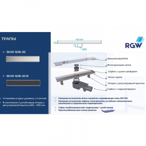 Душевой лоток RGW SDR-20 47212080-01 с решеткой Хром