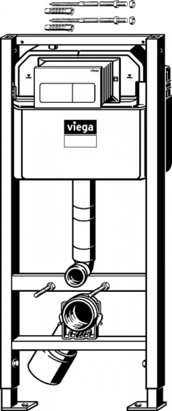 Инсталляция Viega Prevista Dry 792 824 для подвесных унитазов с бачком, с клавишей смыва Хром
