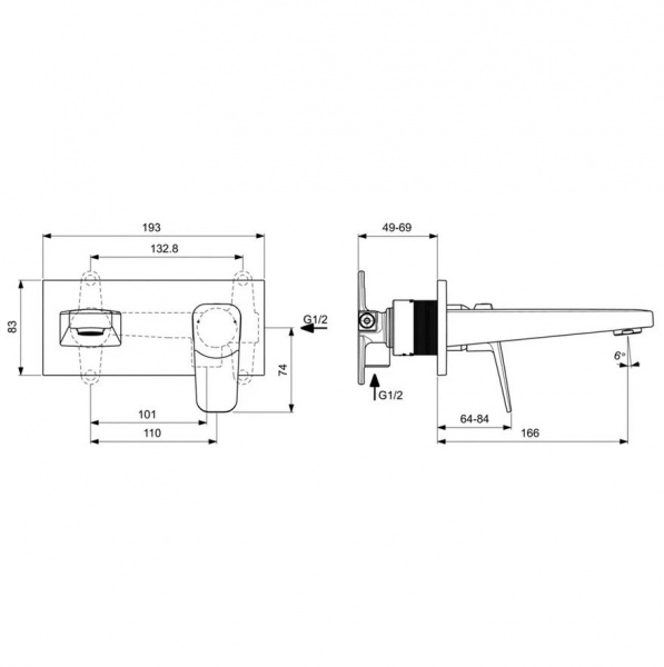 Смеситель для раковины Ideal Standard CERAPLAN Керамический картридж Хром (BD244AA)