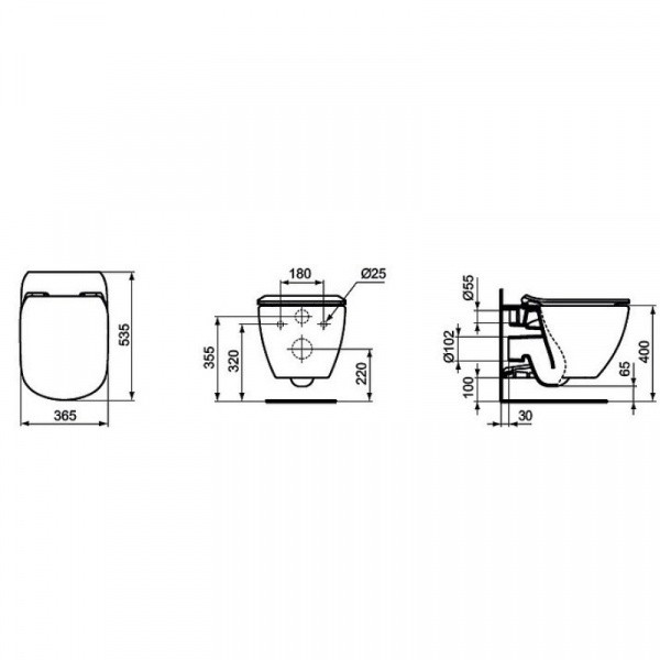 Комплект подвесной унитаз T007901 + T352701 + система инсталляции R020467 + R0115AA Ideal Standard Prosys Tesi R030501
