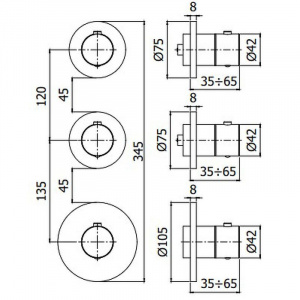 Смеситель для душа Paffoni Modular Box MDE018CR с термостатом Хром