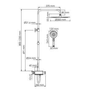 Душевая система WasserKRAFT A113.116.127.CH Thermo