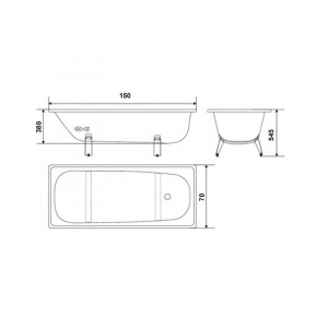 Ванна стальная WhiteWave OPTIMO 150*70 в комплекте с белыми подставками (OL-1500)