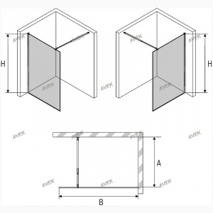 Душевая перегородка Avek Breeze В 70 10156 профиль Хром стекло прозрачное