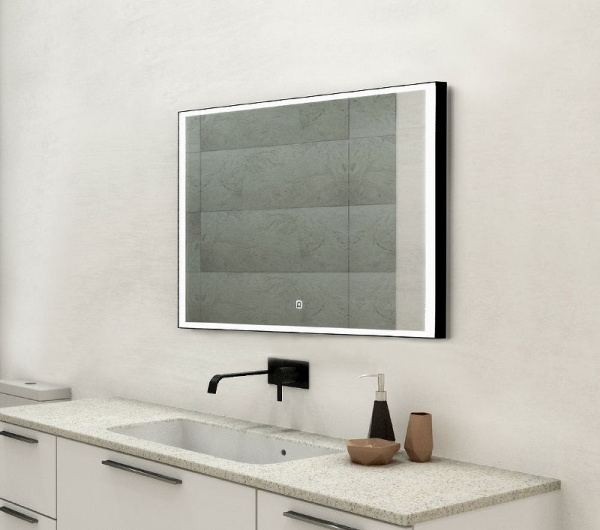 Зеркало Art&Max Arezzo AM-Are-1000-800-DS-FC-H-Nero с подсветкой с сенсорным выключателем Черное