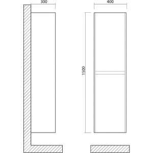 Шкаф пенал Art&Max Family-1500-2A-SO-BL подвесной Белый глянец