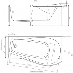 Акриловая ванна 170х92 см Alex Baitler Orta ORTA R 170*92