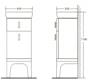 Тумба BelBagno Prado 45 PRADO-1100-AC-PC-NL Nero Laccato Lucido