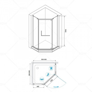 Душевой уголок RGW Hotel HO-081 90х90 350608199-21 профиль Хром стекло матовое-сатинат