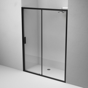 W90G-150-1-195BT Gem Solo Дверь душевая 150х195, стекло прозрачное, профиль черный матовый
