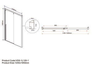 Душевая дверь Vincea Lugano 120 VDS-1L120CLB-1 профиль Черный стекло прозрачное