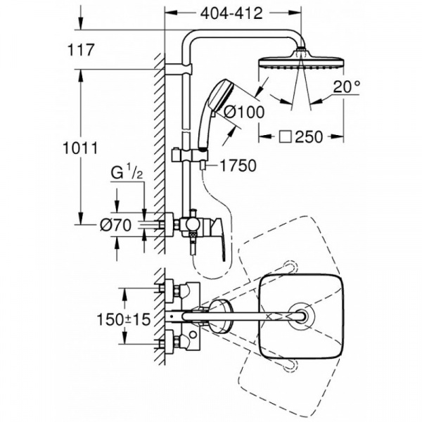 Душевая система Grohe Tempesta Cosmopolitan 26692000 Хром