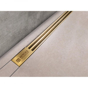 Желоб BERGES водосток SUPER Slim 800, золото глянец, S-сифон D50 H60 боковой