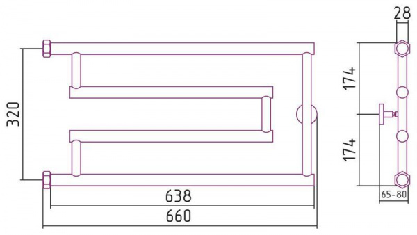 ДР High-Tech model "G+" 320х650 (Матовое ЗОЛОТО)