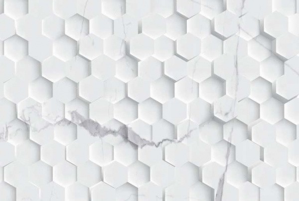 Настенная плитка Eurotile Ceramica 9 SR 0205 Statuario Pixel 27x40 белая глянцевая под мрамор / мозаику