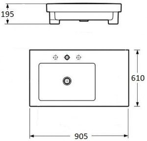 Раковина мебельная Onika 90.5х61х19.5, литьевой мрамор, цвет Белый (609001)