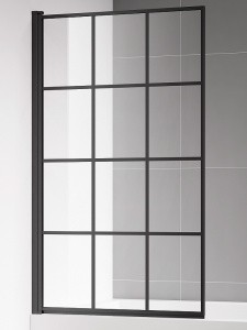 Шторка на ванну AQUAme 80 L AQM2858-L профиль Черный матовый стекло прозрачное