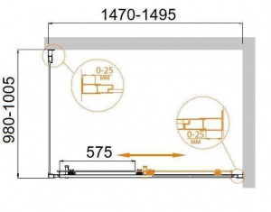 Душевой уголок CEZARES MOLVENO-AH-11-150/100-C-Cr-IV