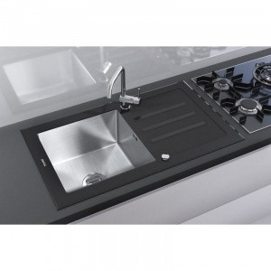 Кухонная мойка Tolero Ceramic Glass нержавеющая сталь/черный TG-860