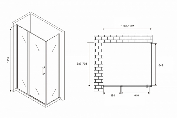 Душевой уголок Abber Sonnenstrand 110x70 AG04110S-S70 профиль Хром стекло прозрачное